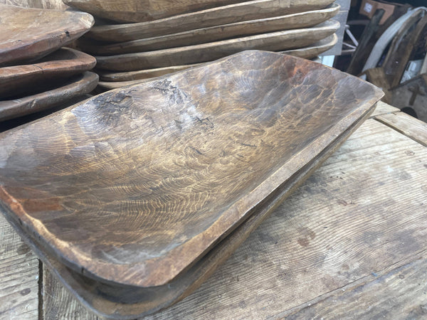 Santa Fe Hand-Carved Wood Dough Bowl | Waxed Finish