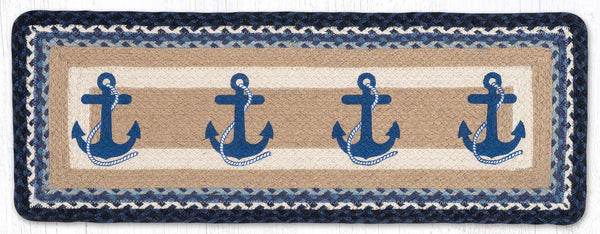 PP-443 Navy Anchor Oblong Printed Table Runner 13"x36"
