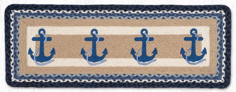 PP-443 Navy Anchor Oblong Printed Table Runner 13"x36"