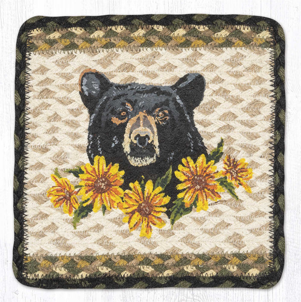 PP-116 Bear Floral Square Printed Trivet 10"x10"