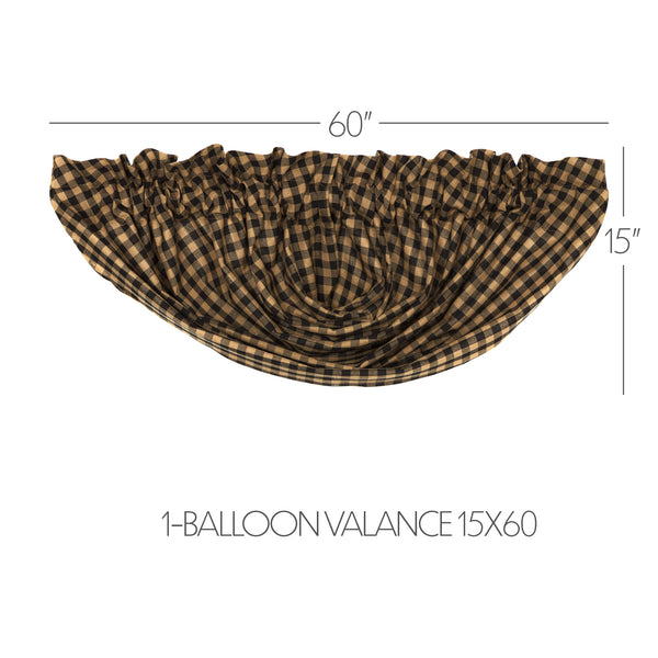 Black Check Balloon Valance 15x60