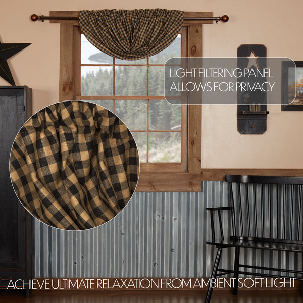 Black Check Balloon Valance 15x60