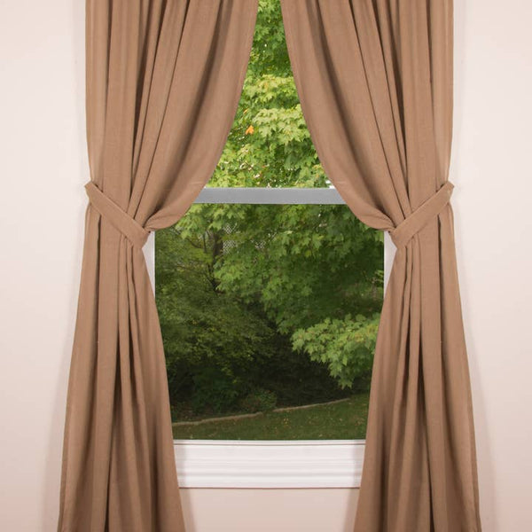 Heirloom Oat Drapery Panels 84"x86" set of 2 with tiebacks, unlined cotton farmhouse curtains in rustic oat color