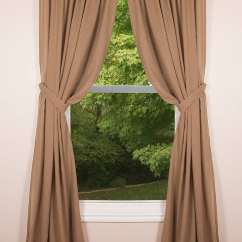 Heirloom Oat Drapery Panels 84"x86" set of 2 with tiebacks, unlined cotton farmhouse curtains in rustic oat color
