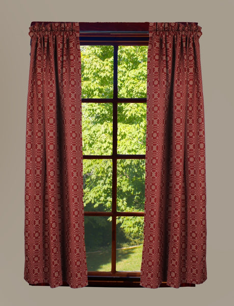 Lover’s Knot Barn Red Curtain Panels 63" | Primitive Country Decor