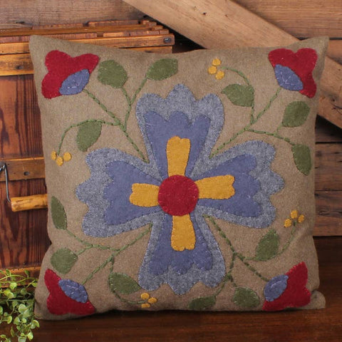 Folk Flower Square Wool Pillow 14"