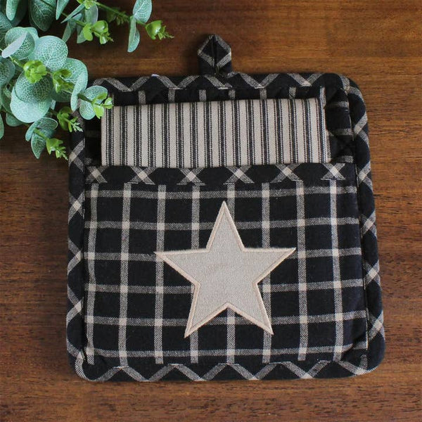 Black & Tan Star Pocket Pot Holder
