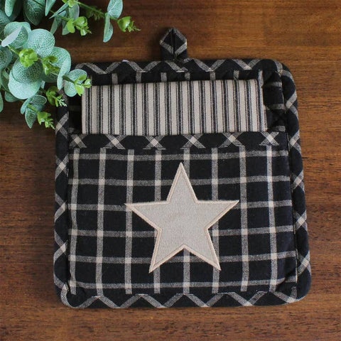 Black & Tan Star Pocket Pot Holder