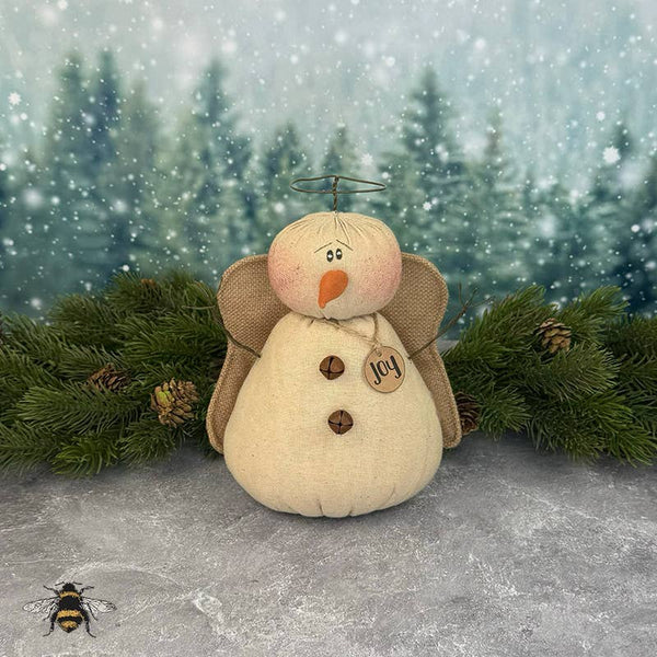Rustic Honey and Me Snowy Snowman Angel figurine with wings, perfect for farmhouse and holiday décor