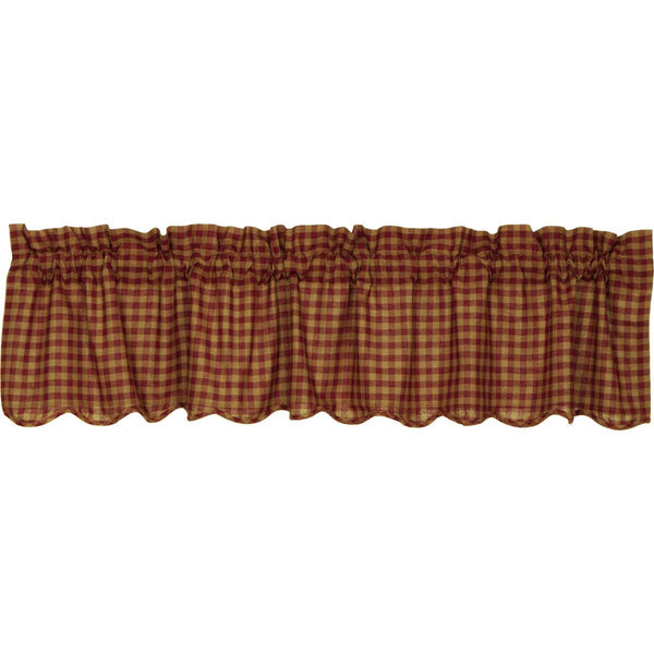 Burgundy Check Scalloped Valance 16x72