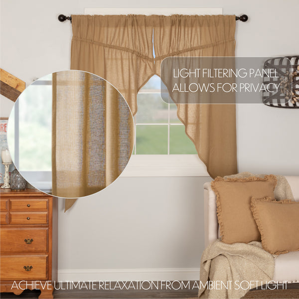 Burlap Natural Prairie Short Panel Curtains 63x36x18, Set of 2