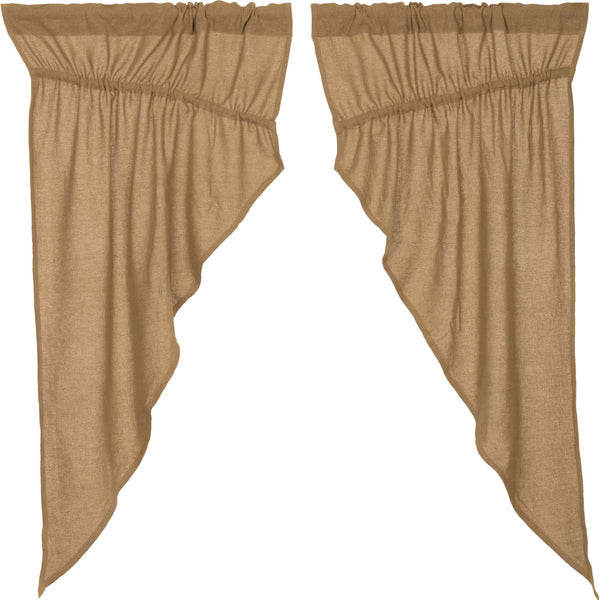 Burlap Natural Prairie Short Panel Curtains 63x36x18, Set of 2