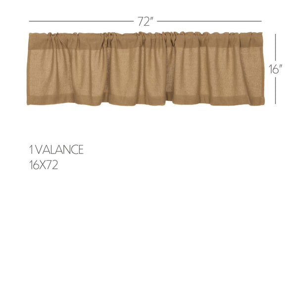 Burlap Natural Valance 16x72 | Primitive Window Curtain