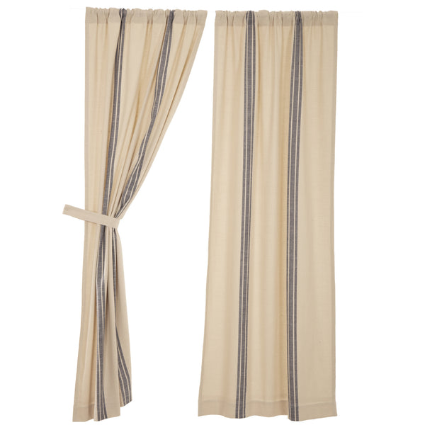 Market Place Blue Grain Sack Stripe Panel Set of 2 96Lx50W