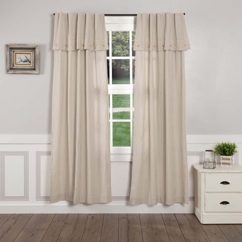 Farmhouse Ticking Taupe Panel Set of 2 96Lx50W