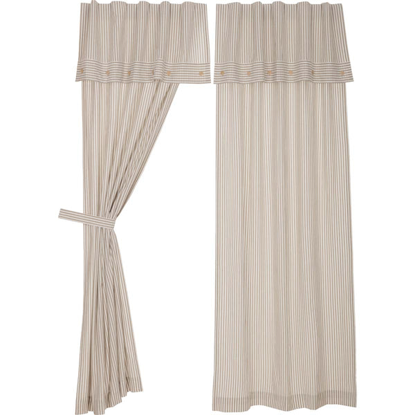 Farmhouse Ticking Taupe Panel Set of 2 96Lx50W