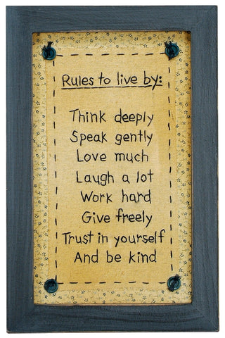 Rules To Live By - Stitchery Sampler