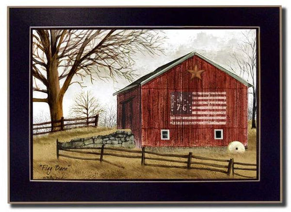"Flag Barn" By Billy Jacobs, Framed Poster, Black Frame 14x10