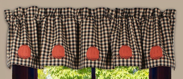Pumpkin & Bittersweet Valance – 60x15.5 Fall Farmhouse Window Curtain
