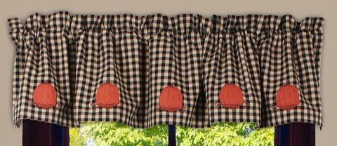 Pumpkin & Bittersweet Valance – 60x15.5 Fall Farmhouse Window Curtain