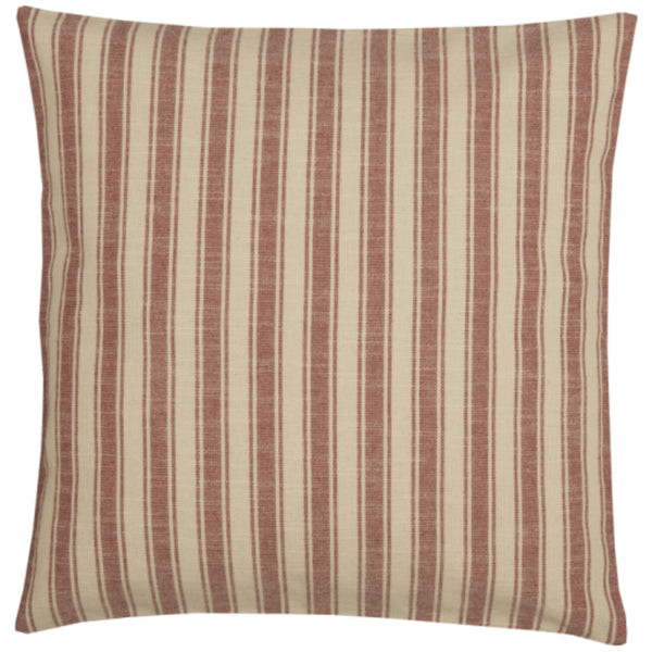Market Place Red Ticking Stripe Pillow Cover 20Lx20W