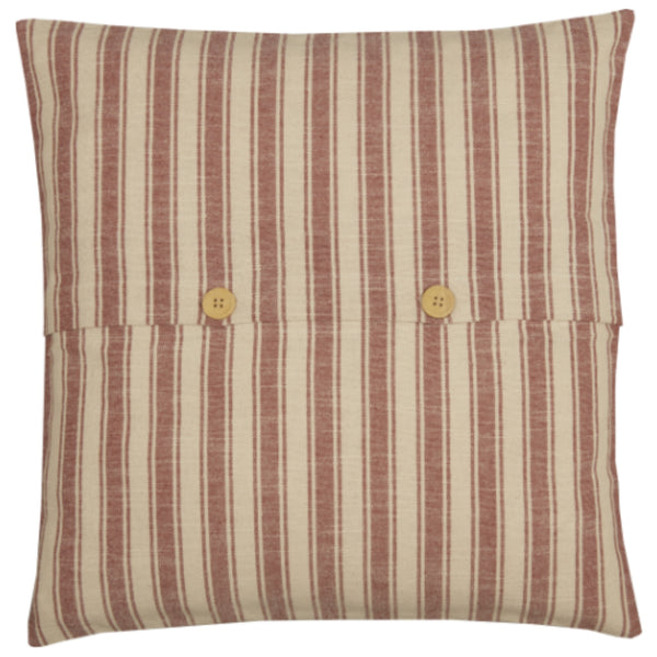 Market Place Red Ticking Stripe Pillow Cover 20Lx20W