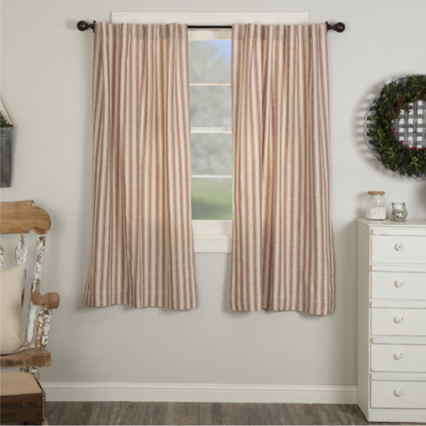 Market Place Red Ticking Stripe Short Panel Set of 2 63Lx36W