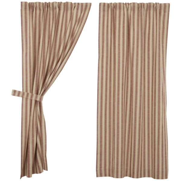 Market Place Red Ticking Stripe Short Panel Set of 2 63Lx36W