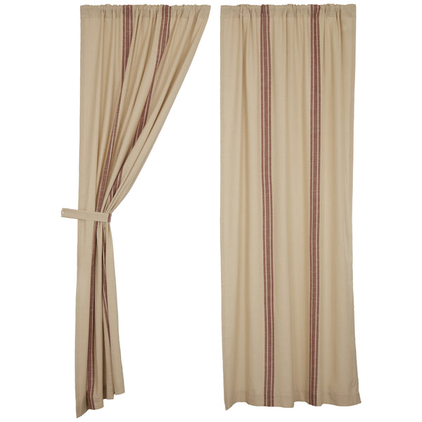 Market Place Red Grain Sack Stripe Panel Set of 2 96Lx50W