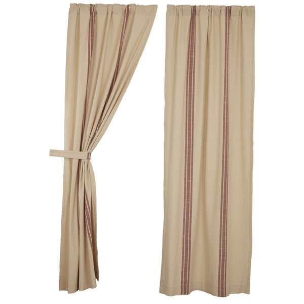 Market Place Red Grain Sack Stripe Panel Set of 2 84Lx40W