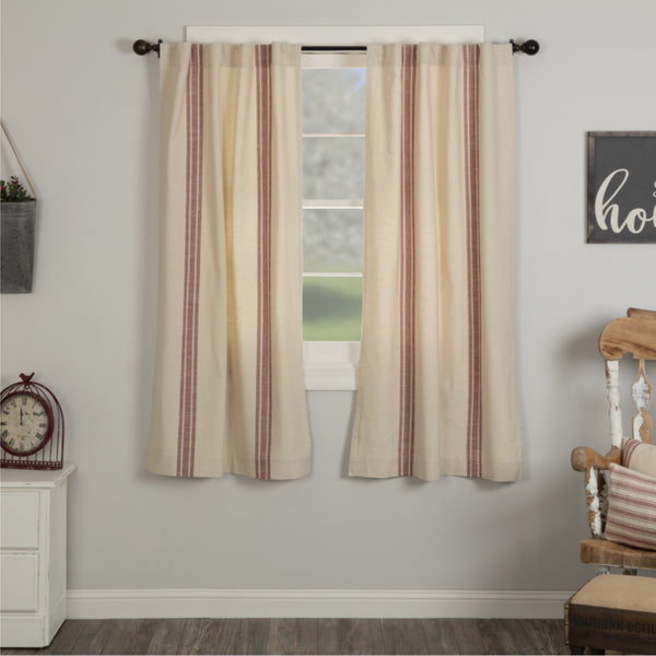 Market Place Red Grain Sack Stripe Short Panel Set of 2 63Lx36W