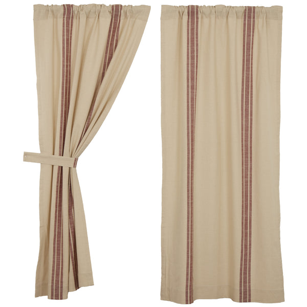 Market Place Red Grain Sack Stripe Short Panel Set of 2 63Lx36W