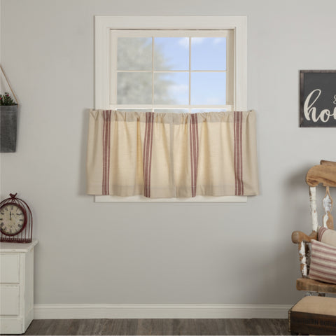 Market Place Red Grain Sack Stripe Tier Set of 2 24Lx36W