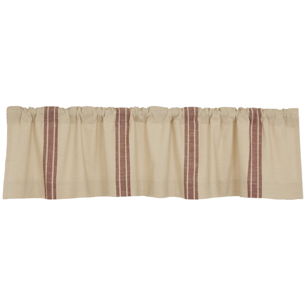 Market Place Red Grain Sack Stripe Valance 16Lx72W
