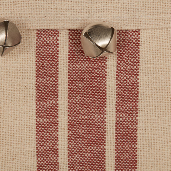 Sleigh Bells Ring Grain Sack Stripe Stocking 20Lx12W