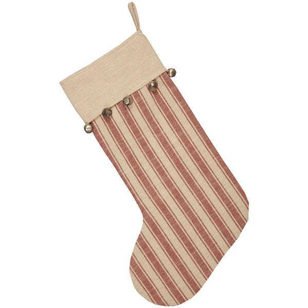 Sleigh Bells Ring Ticking Stripe Stocking 20Lx12W