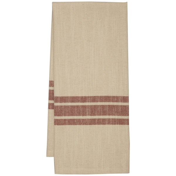 Market Place Red Grain Sack Stripe Tea Towel 28Lx19W