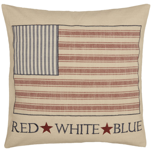 Market Place Red Flag Patch Pillow Cover 20Lx20W