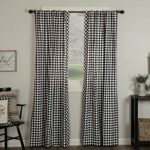 Vintage Check Black Panel Set of 2 84Lx40W