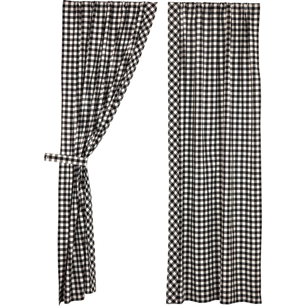 Vintage Check Black Panel Set of 2 84Lx40W