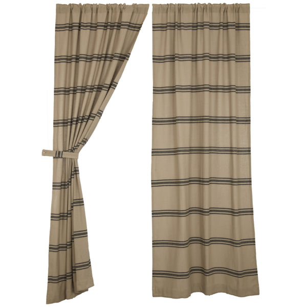Mill House Stripe Black Panel Set of 2 96Lx50W