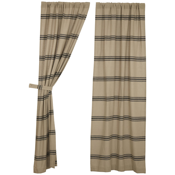 Mill House Stripe Black Panel Set of 2 84Lx40W