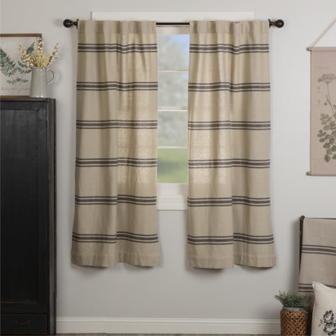 Mill House Stripe Black Short Panel Set of 2 63Lx36W