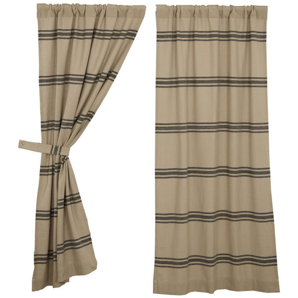 Mill House Stripe Black Short Panel Set of 2 63Lx36W