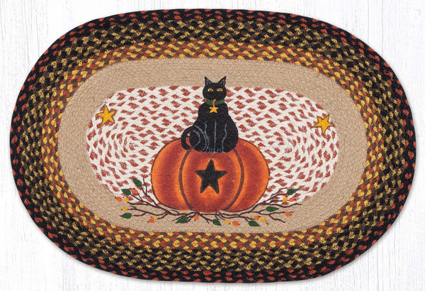 OP-222 Black Cat Pumpkin Oval Patch 20"x30"