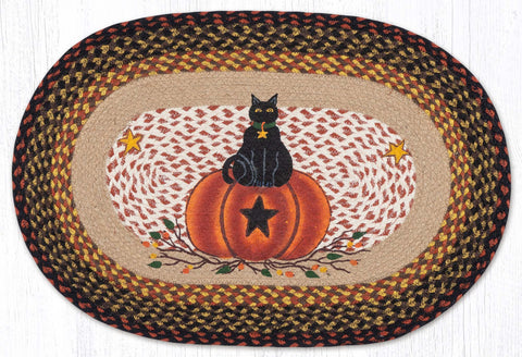 OP-222 Black Cat Pumpkin Oval Patch 20"x30"