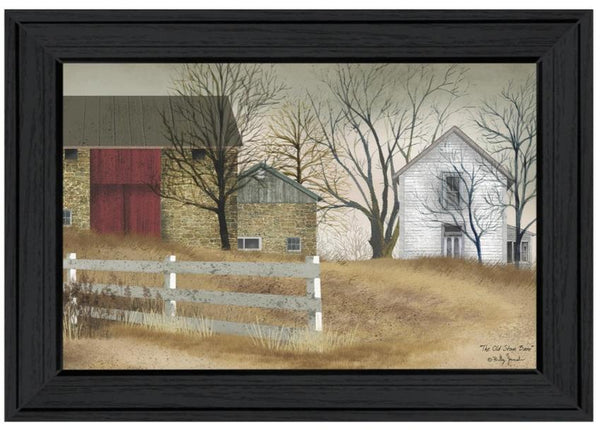 "Old Stone Barn" By Billy Jacobs, Ready To Hang Framed Print 15x11