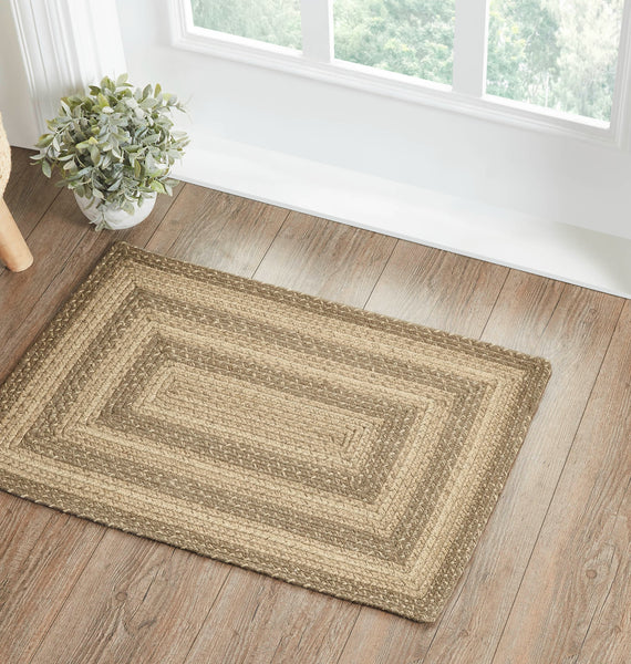 Cobblestone Jute Rug Rect w/ Pad 20x30 https://allysonsplace.com/products/cobblestone-jute-rug-rect-w-pad-20x30 Cobblestone Jute Rug Rect w/ Pad 20x30 braided jute rug. In a classic khaki woven in with grey taupe and creme . Crafted using a tightly-woven braided jute blend, Visit website for FREE s/h & discount offers. Primitive Country Farmhouse Home Decor.
