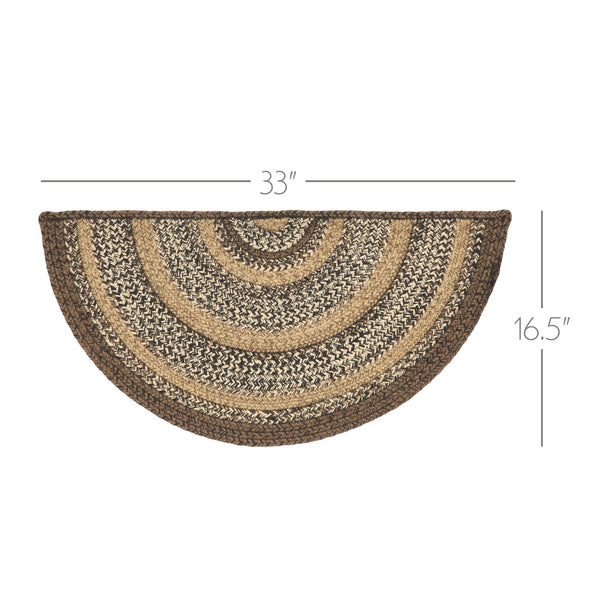 Espresso Jute Rug Half Circle 16.5x33