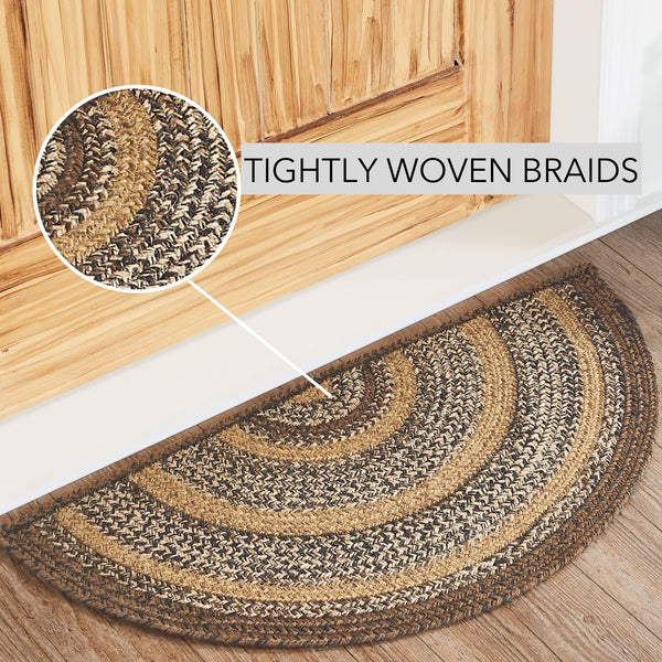 Espresso Jute Rug Half Circle 16.5x33